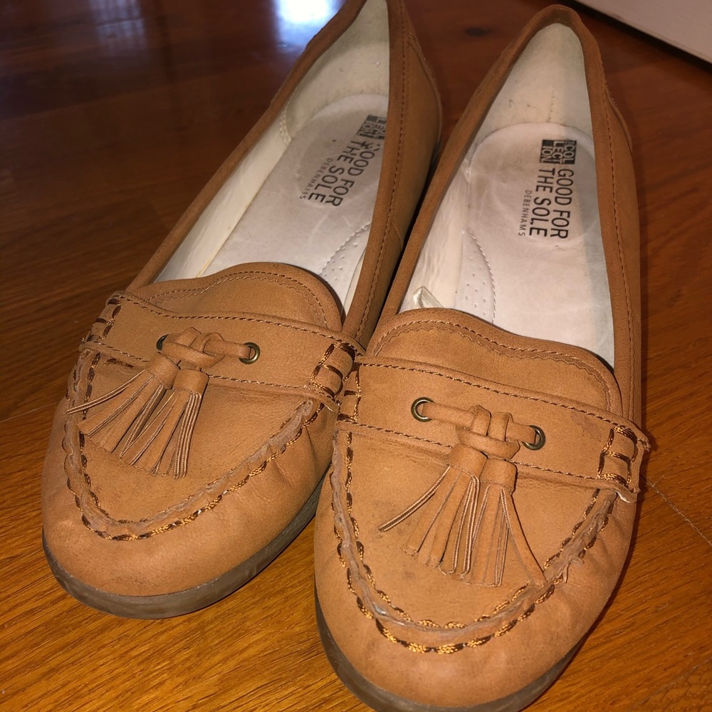 Brown lowheeled wedge shoes - size 7